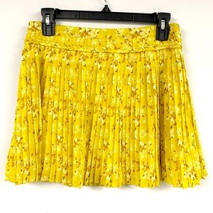 American Eagle Yellow Pleated Mini Floral Skirt